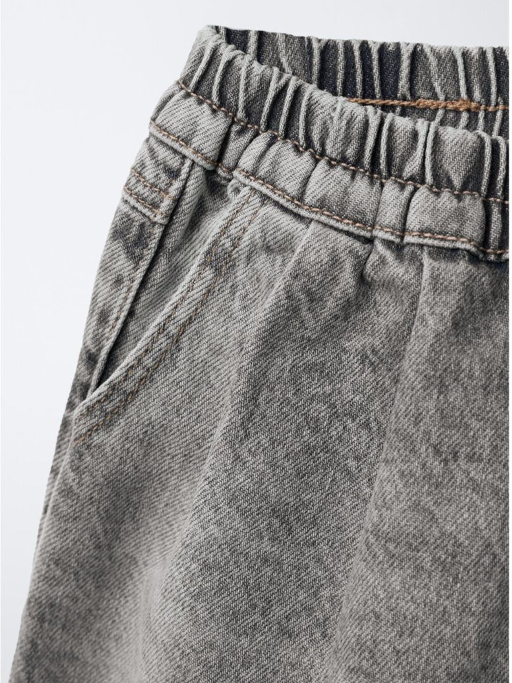 ZARA Baby Balloon Jeans Gray 4Y NWT 100% Cotton Elastic Waist - Picture 3 of 7